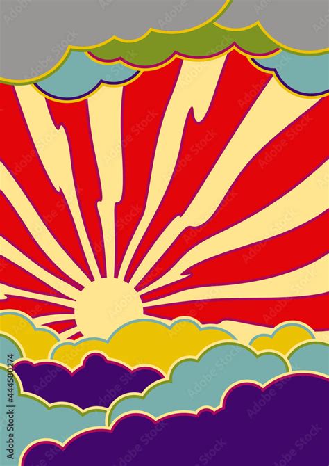 Psychedelic Sky Vector Illustration 1960s Hippie Art Style Stock Vector Adobe Stock