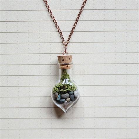 Terrarium Necklace With Moss Inside Teardrop Vial By Woodii 3500