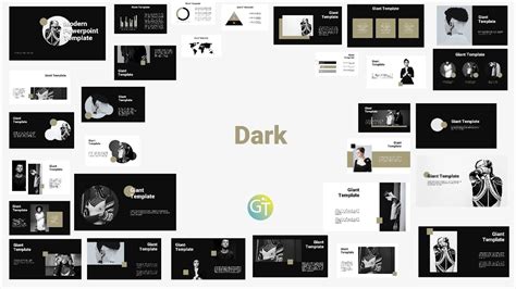 Black And White Free Powerpoint Template Dark Presentation Theme