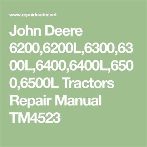 John Deere L L L L Tractors Repair Manual Tm Tractors