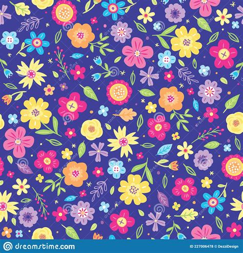 Ditsy Floral Seamless Vector Pattern Stock Vector Illustration Of