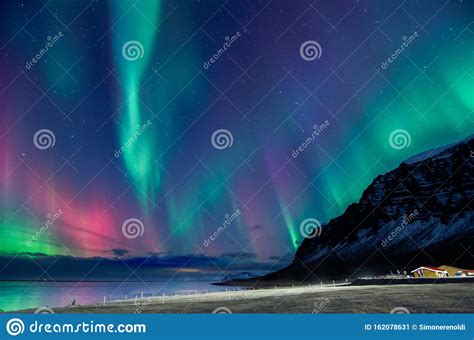 Colorful Northern Lights Over Iceland Stock Image Image Of Travel