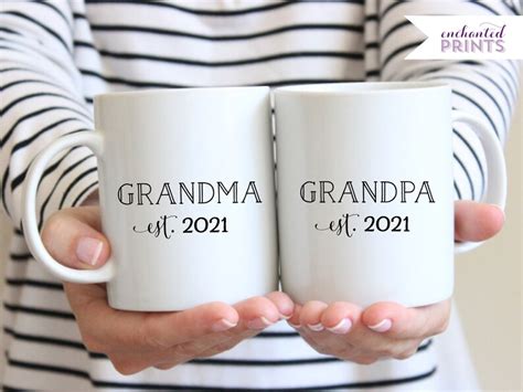 Personalized Grandma Grandpa Mugs Pregnancy Announcement New Etsy