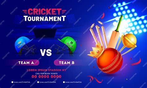 Premium Vector Cricket Tournament Banner Design With Cricket Equipment