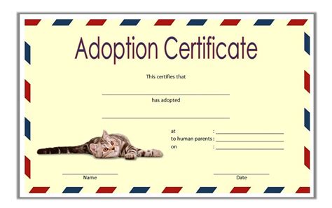 Pet Adoption Certificate Free Printable