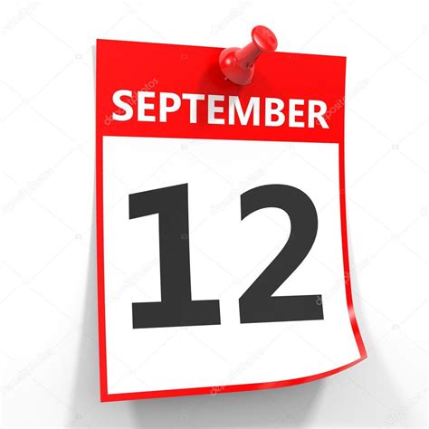 12 September Calendar Sheet With Red Pin Stock Photo By ©icreative3d