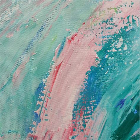 Large Original Abstract Paintinggreen Pink Gold Leaf Etsy
