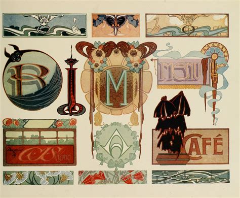 Art Nouveau Ornamental Lettering Искусство и дизайн Новое искусство