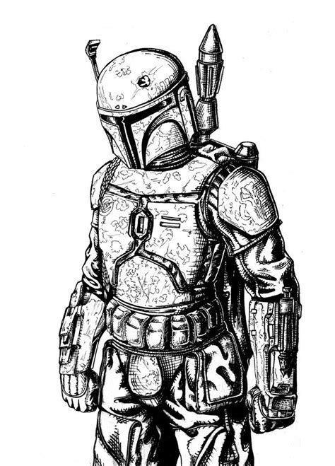 Boba Fett Line Art By Silesky On Deviantart Star Wars Coloring Book Avengers Coloring Pages