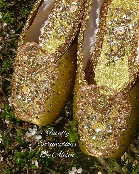 Bespoke Gold Decorated Ballet Pointe Shoes Embellished Pointe Etsy