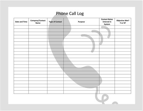 40 Printable Call Log Templates Wordexcelpdf Templatelab