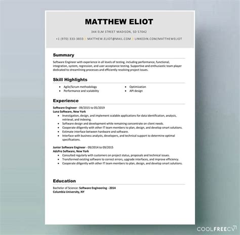 Free Resume Templates Examples Ms Word Docx