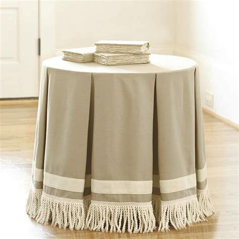 Linen Designer Pleated Table Skirt Fringed Tablecloth With Etsy