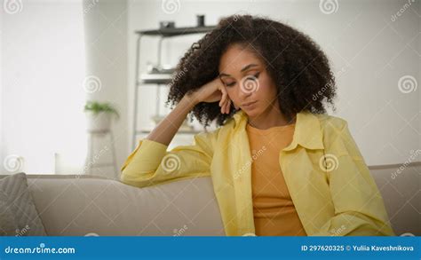 Sad Pensive Depressed African American Ethnic Woman Upset Thoughtful