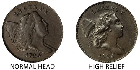 Relief sculpture is sculpture in which images are set against a flat background. 1794 Liberty Cap Half Cents High Relief Head Facing Right ...