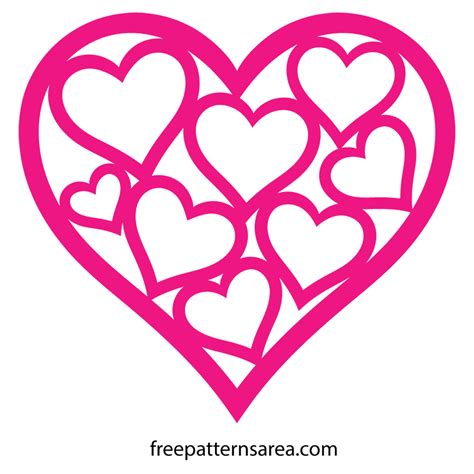 Printable Heart Outline SVG Template For Valentine's Day