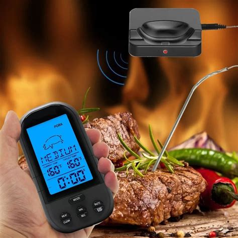 New Hot Black Wireless Digital Lcd Display Bbq Thermometer Kitchen