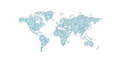 Dotted Blue Colored World Map Stock Vector Illustration Isolated On