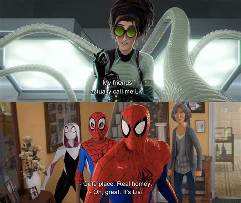 In Spider Man Into The Spider Verse Aunt May Calls Doc Ock Liv When She Herself Said That Her