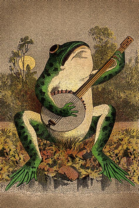 A Frog Playing Banjo In The Moonlight Print Poster Etsy