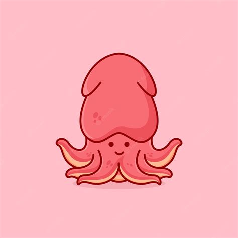Premium Vector Cute Squid Cartoon Logo Icon Vector Illustration