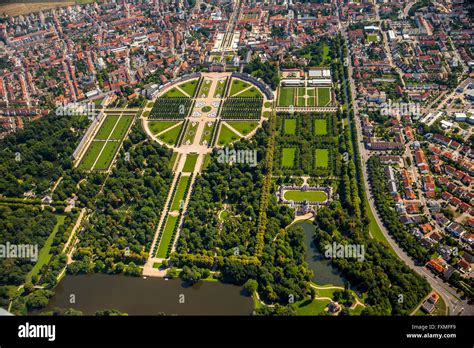 Aerial View French Garden Baroque Garden With The Longitudinal And