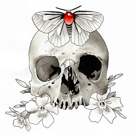 Skull Tattoo Design Watercolor 8 X 10 Rart