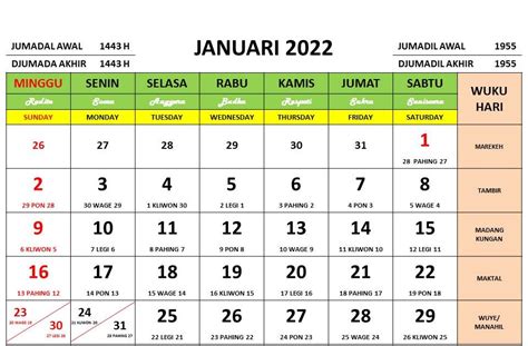 Kalender 2022 Lengkap Dengan Tanggal Merah Hari Libur Nasional Images