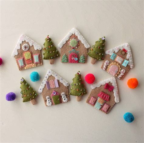 Gingerbread Houses Pdf Pattern Рождественские поделки из шерсти Рождественские украшения из