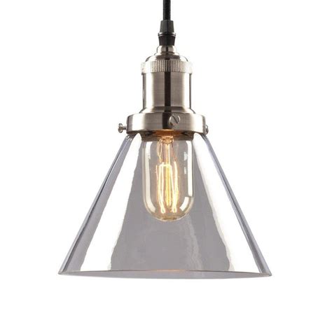 Fixtures that face down work well for task lighting. Galaxy Lighting Brushed Nickel Mini Transitional Clear Glass Cone Pendant Light at Lowes.com