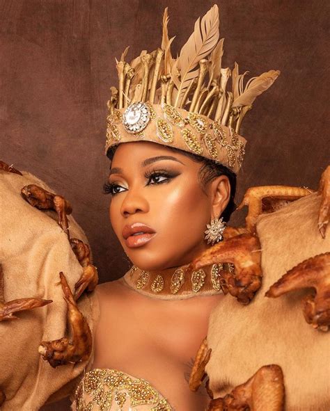 toyin lawani strikes pose in fried chicken inspired outfit sports and entertainment news