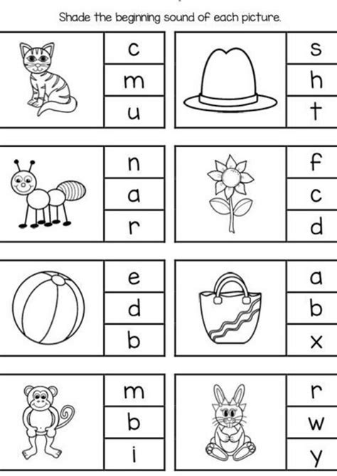 Printable Worksheet For Beginning And Ending Sounds With Pictures To