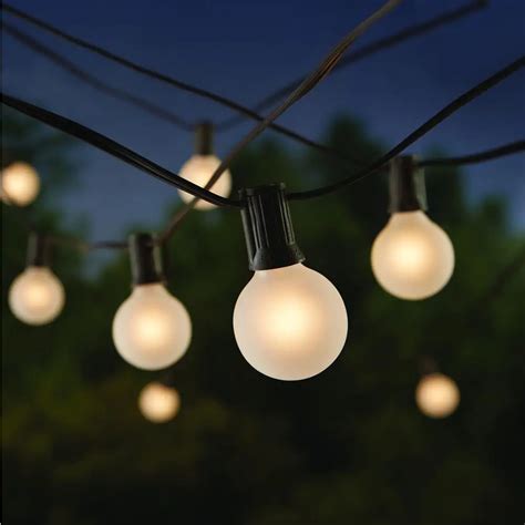 25ft G40 String Lights Outdoor With 25 Dull Polish G40 Bulbs