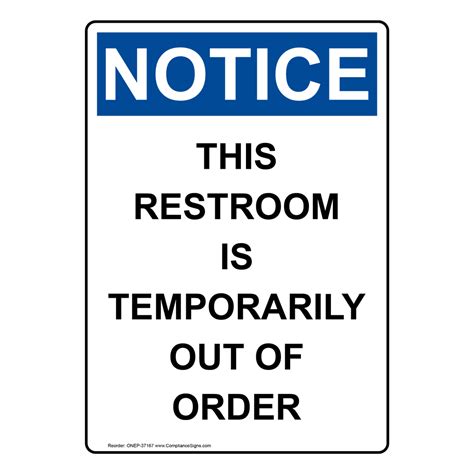 Portrait Osha Restroom Closed For Sign With Symbol Onep 37400