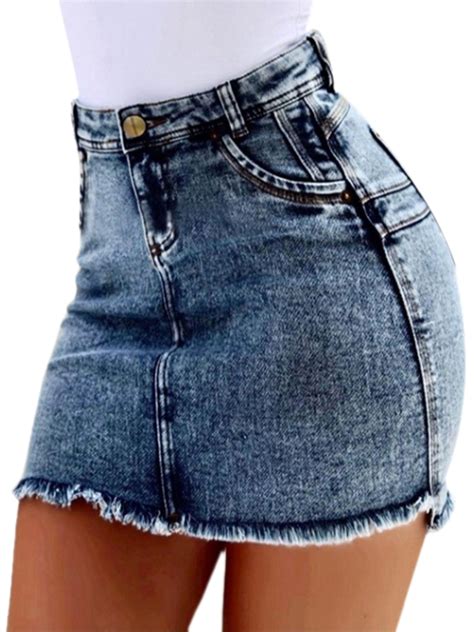 Sexy Dance Women Casual Mid Waisted Washed Frayed Pocket Denim Jean