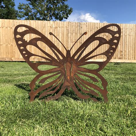 Large Rusty Metal Butterfly Decoration Home Sign Garden Ornament