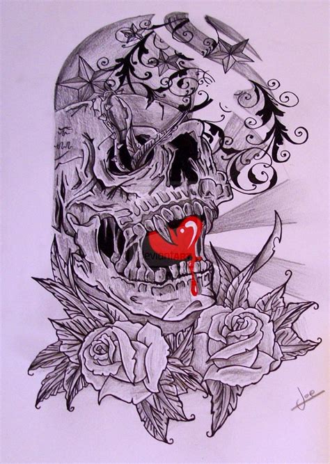 Skull Half Sleeve Tattoo Designs Half Sleeve Skull By