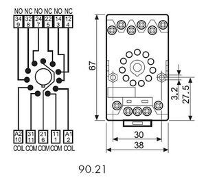 This relay module has two channels (those blue cubes). Finder 9021 Relay Base for 60.13 Series Relays (11 pin ...