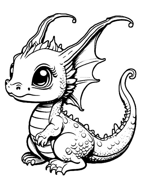 Cute Dragon Coloring Page · Creative Fabrica