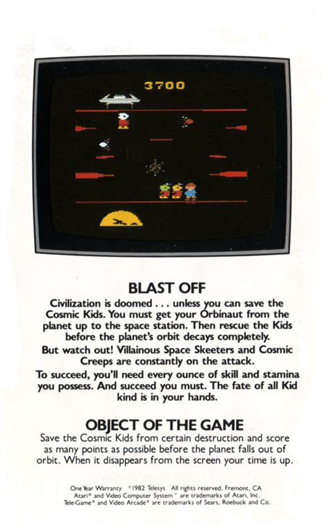 Atari 2600 Vcs Cosmic Creeps Scans Dump Download Screenshots Ads
