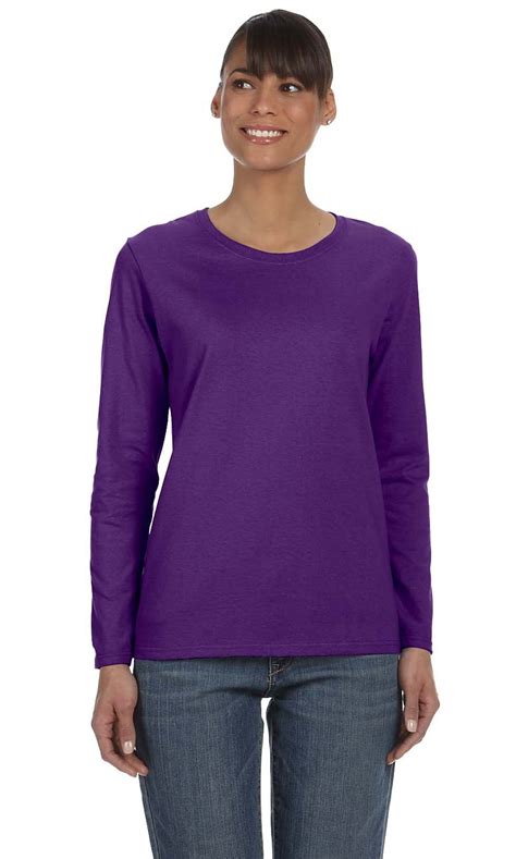 Brand Gildan The Gildan Ladies 53 Oz Long Sleeve T Shirt Purple