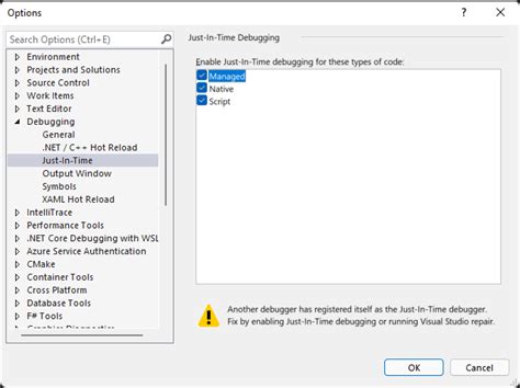 Debug Using The Just In Time Debugger Visual Studio Windows