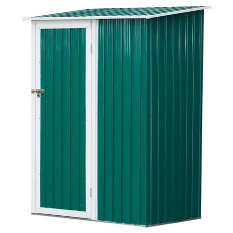 Outsunny Ft X Ft Sloped Roof Corrugated Steel Garden Shed Green Aosom UK