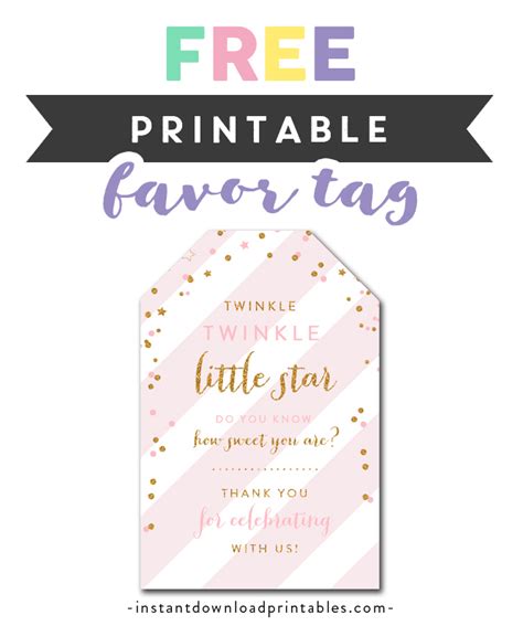 I have personally vetted every single one of these printables. Free Printable Thank You Tags - Twinkle Twinkle Little Star - Favor Tags Baby Shower Birthday ...