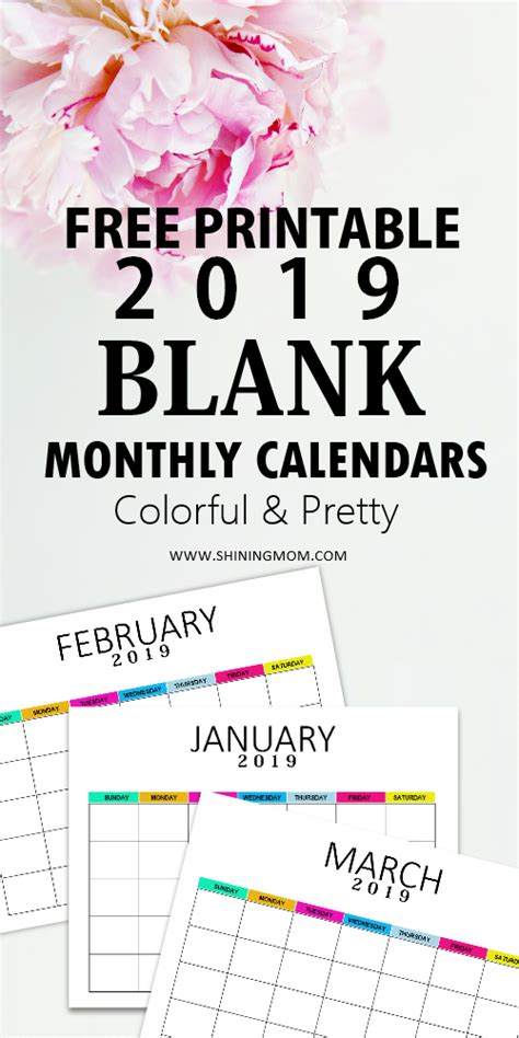 Click To Download This Editable Blank Calendar 2019 Monthly Template