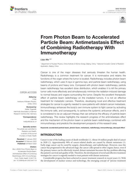 Pdf From Photon Beam To Accelerated Particle Beam Antimetastasis