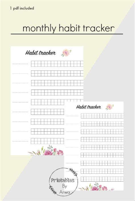 Monthly Vertical Habit Tracker Printable To Insert In Your Planner Or