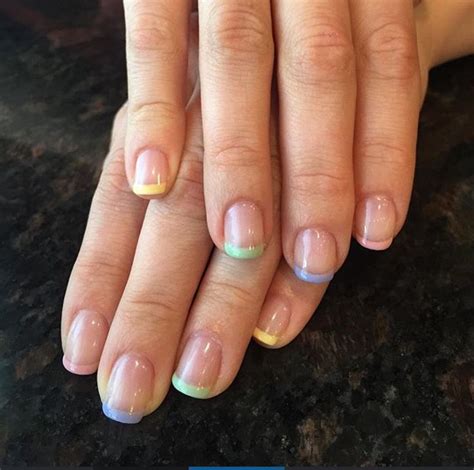 Rainbow French Tip Nails Manicure Manicure Cherry Nails French Manicure