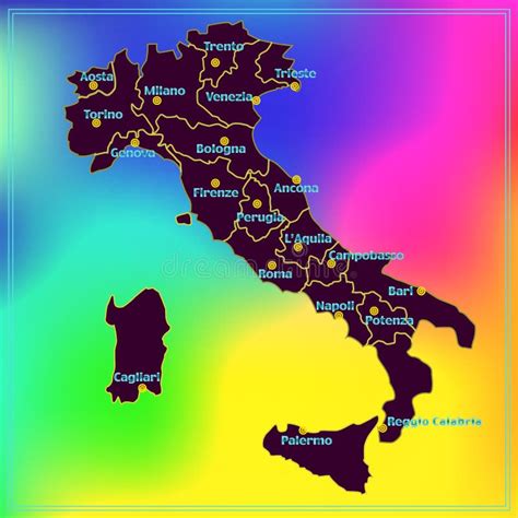 Italy Map With Italian Cities Stock Illustration Illustration Of