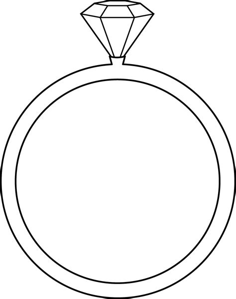 Diamond Ring Line Art - Free Clip Art